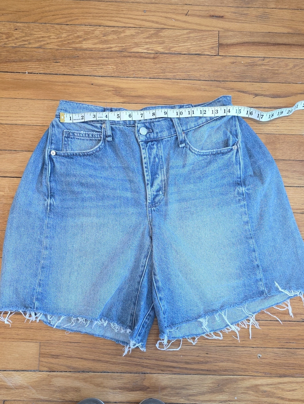 We The Free Light Blue Frayed Hem Denim Shorts